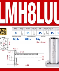 Con trượt tròn mặt bích Oval thân dài LMH08LUU (Bi trượt tròn)