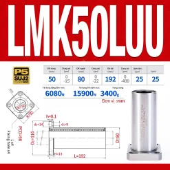 Con trượt tròn mặt bích vuông thân ngắn LMK50UU (Bi trượt tròn)