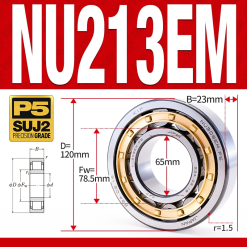 Vòng bi đũa - bạc đạn đũa trụ NU211EM (Trục tự do - lồng cách bi Đồng - kt 55*100*21 mm)