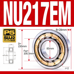 Vòng bi đũa - bạc đạn đũa trụ NU215EM (Trục tự do - lồng cách bi Đồng - kt 75*130*25 mm)