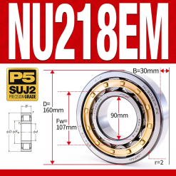 Vòng bi đũa - bạc đạn đũa trụ NU216EM (Trục tự do - lồng cách bi Đồng - kt 80*140*26 mm)