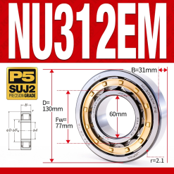 Vòng bi đũa - bạc đạn đũa trụ NU312EM (Trục tự do - lồng cách bi Đồng - kt 60*130*31 mm)