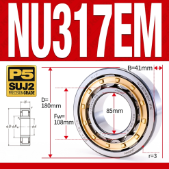 Vòng bi đũa - bạc đạn đũa trụ NU317EM (Trục tự do - lồng cách bi Đồng - kt 85*180*41 mm)