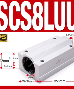 Con trượt tròn thân dài SCS8LUU (Gối trượt tròn mặt vuông)