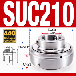 Vòng bi gối SUC210 (Inox 440C - Đường kính trong 50 mm)
