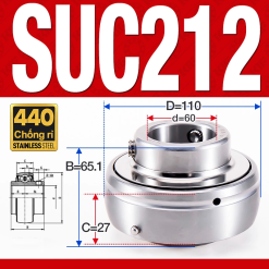 Vòng bi gối SUC212 (Inox 440C - Đường kính trong 60 mm)