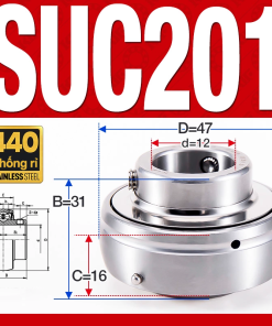 Vòng bi gối SUC201 (Inox 440C - Đường kính trong 12 mm)
