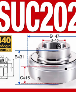 Vòng bi gối SUC202 (Inox 440C - Đường kính trong 15 mm)