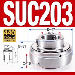 Vòng bi gối SUC203 (Inox 440C - Đường kính trong 17 mm)