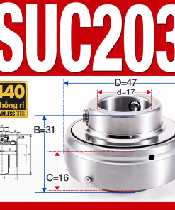 Vòng bi gối SUC203 (Inox 440C - Đường kính trong 17 mm)