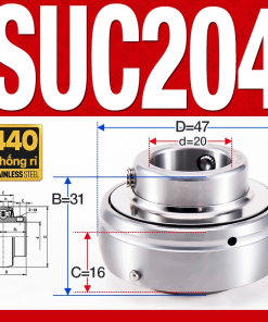 Vòng bi gối SUC204 (Inox 440C - Đường kính trong 20 mm)