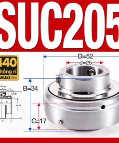 Vòng bi gối SUC205 (Inox 440C - Đường kính trong 25 mm)