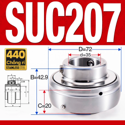 Vòng bi gối SUC207 (Inox 440C - Đường kính trong 35 mm)
