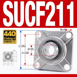 Gối đỡ vòng bi SUCF211 (Inox 440C - Đường kính trong 55 mm)