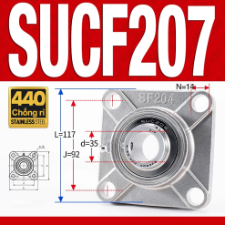 Gối đỡ vòng bi SUCF207 (Inox 440C - Đường kính trong 35 mm)