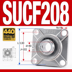 Gối đỡ vòng bi SUCF208 (Inox 440C - Đường kính trong 40 mm)