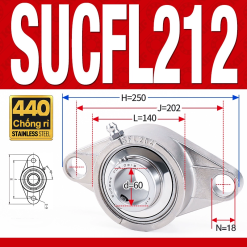 Gối đỡ vòng bi SUCFL212 (Inox 440C - Đường kính trong 60 mm)