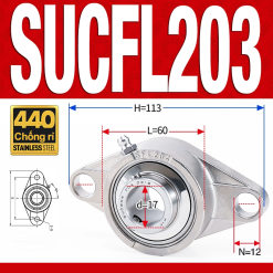 Gối đỡ vòng bi SUCFL203 (Inox 440C - Đường kính trong 17 mm)