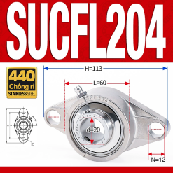 Gối đỡ vòng bi SUCFL204 (Inox 440C - Đường kính trong 20 mm)