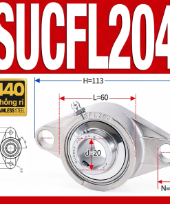 Gối đỡ vòng bi SUCFL204 (Inox 440C - Đường kính trong 20 mm)