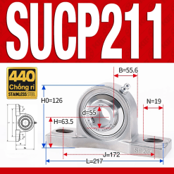 Gối đỡ vòng bi SUCP211 (Inox 440C - Đường kính trong 55 mm)