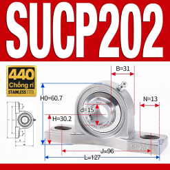 Gối đỡ vòng bi SUCP202 (Inox 440C - Đường kính trong 15 mm)
