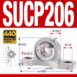 Gối đỡ vòng bi SUCP206 (Inox 440C - Đường kính trong 30 mm)