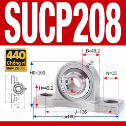 Gối đỡ vòng bi SUCP208 (Inox 440C - Đường kính trong 40 mm)