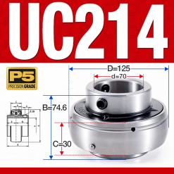 Vòng bi gối UC214 (Tiêu chuẩn - Đường kính trong 70 mm)