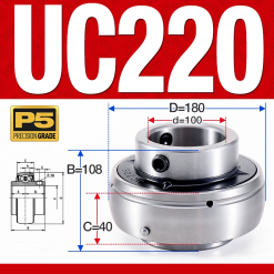 Vòng bi gối UC220 (Tiêu chuẩn - Đường kính trong 100 mm)