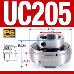 Vòng bi gối UC205 (Tiêu chuẩn - Đường kính trong 25 mm)