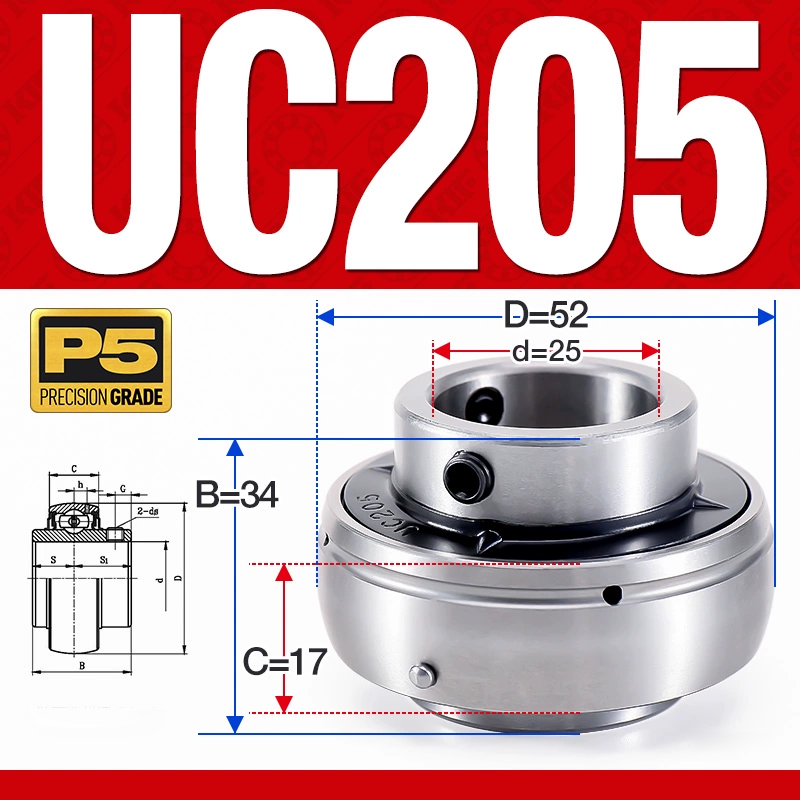 Vòng bi gối UC205 (Tiêu chuẩn - Đường kính trong 25 mm)