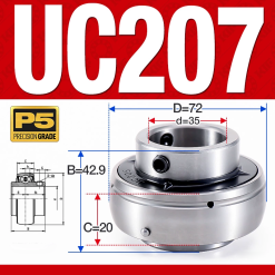 Vòng bi gối UC207 (Tiêu chuẩn - Đường kính trong 35 mm)