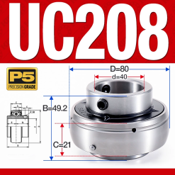 Vòng bi gối UC208 (Tiêu chuẩn - Đường kính trong 40 mm)