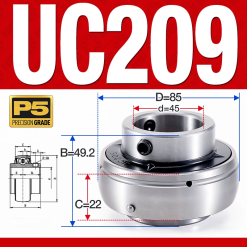 Vòng bi gối UC209 (Tiêu chuẩn - Đường kính trong 45 mm)