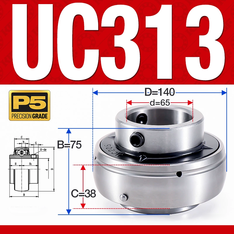 Vòng bi gối UC313 (Dày nặng - Đường kính trong 65 mm)