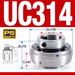 Vòng bi gối UC314 (Dày nặng - Đường kính trong 70 mm)