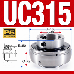 Vòng bi gối UC315 (Dày nặng - Đường kính trong 75 mm)