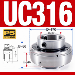 Vòng bi gối UC316 (Dày nặng - Đường kính trong 80 mm)