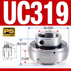Vòng bi gối UC319 (Dày nặng - Đường kính trong 95 mm)
