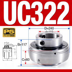 Vòng bi gối UC322 (Dày nặng - Đường kính trong 110 mm)