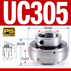 Vòng bi gối UC305 (Dày nặng - Đường kính trong 25 mm)