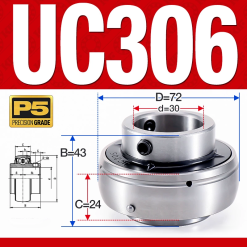 Vòng bi gối UC306 (Dày nặng - Đường kính trong 30 mm)
