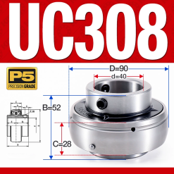 Vòng bi gối UC308 (Dày nặng - Đường kính trong 40 mm)