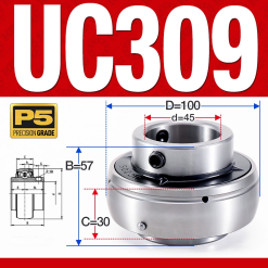 Vòng bi gối UC309 (Dày nặng - Đường kính trong 45 mm)