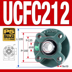Gối đỡ vòng bi UCFC212 (Tiêu chuẩn - Đường kính trong 60 mm)