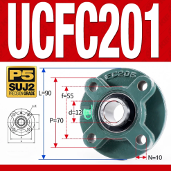 Gối đỡ vòng bi UCFC201 (Tiêu chuẩn - Đường kính trong 12 mm)