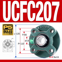 Gối đỡ vòng bi UCFC207 (Tiêu chuẩn - Đường kính trong 35 mm)