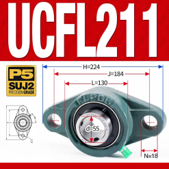 Gối đỡ vòng bi UCFL211 (Tiêu chuẩn - Đường kính trong 55 mm)