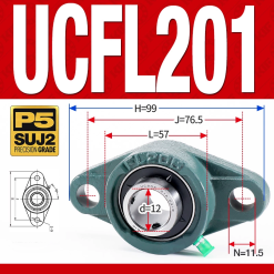 Gối đỡ vòng bi UCFL201 (Tiêu chuẩn - Đường kính trong 12 mm)